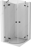Mexen Lunar douchecabine halfrond draaibaar 70 x 70 cm, transparant, zwart - 833-070L-070P-70-00
