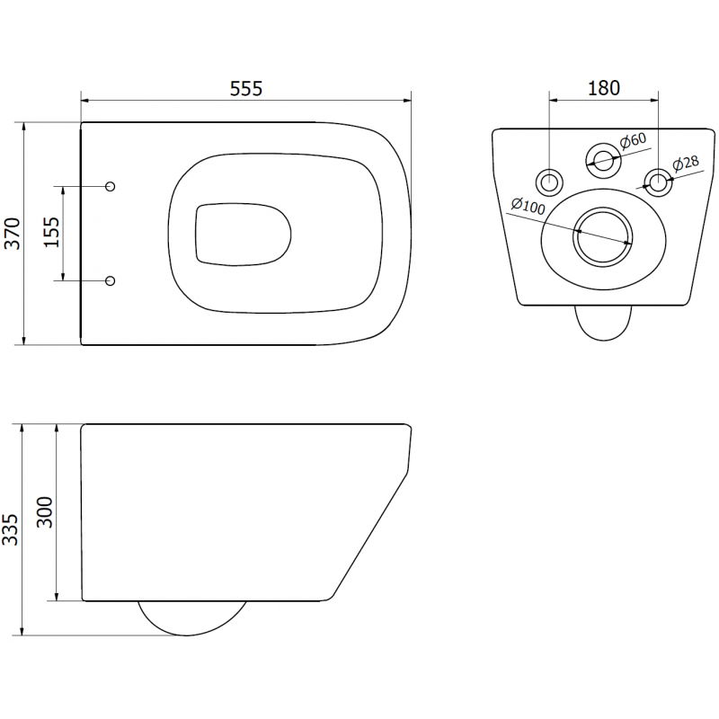 Mexen Riva WC a parete Rimless Tornado con sedile slim a chiusura rallentata, duroplast, bianco lucido - 30630200T