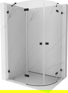 Mexen Lunar cabina doccia semicircolare a battente sinistra 100 x 80 cm, trasparente, nero - 833-100L-080P-70-00