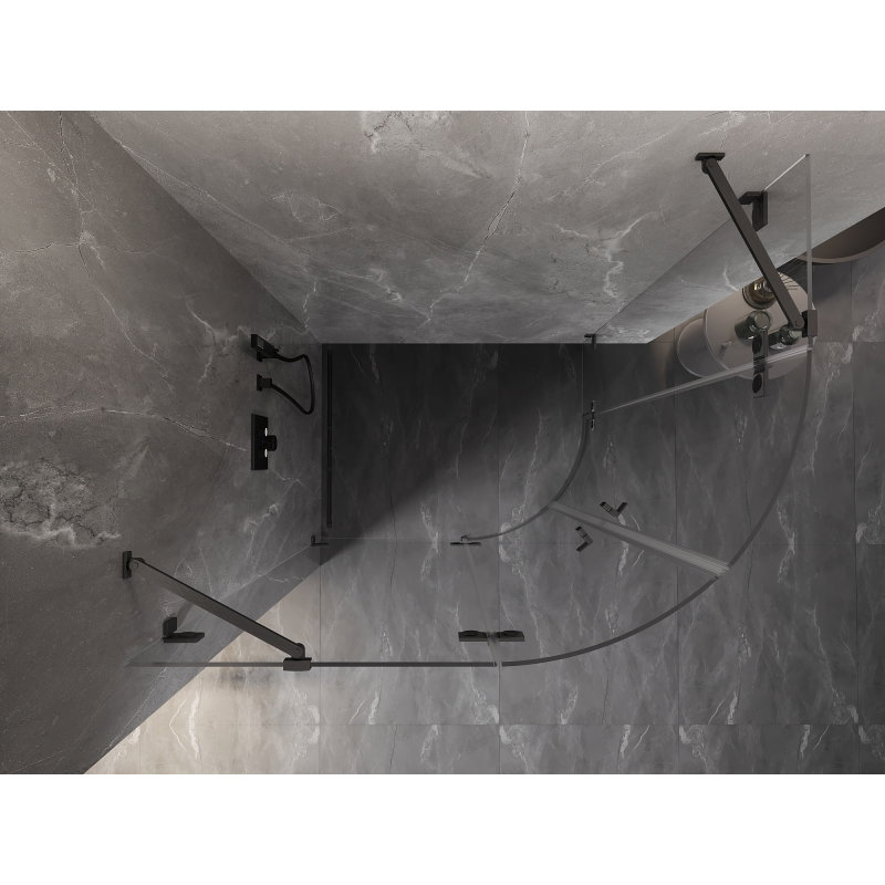 Mexen Lunar polkrožna tuš kabina, leva vrata 100 x 70 cm, prozorna, krtačeno pištolsko siva - 833-100L-070P-66-00