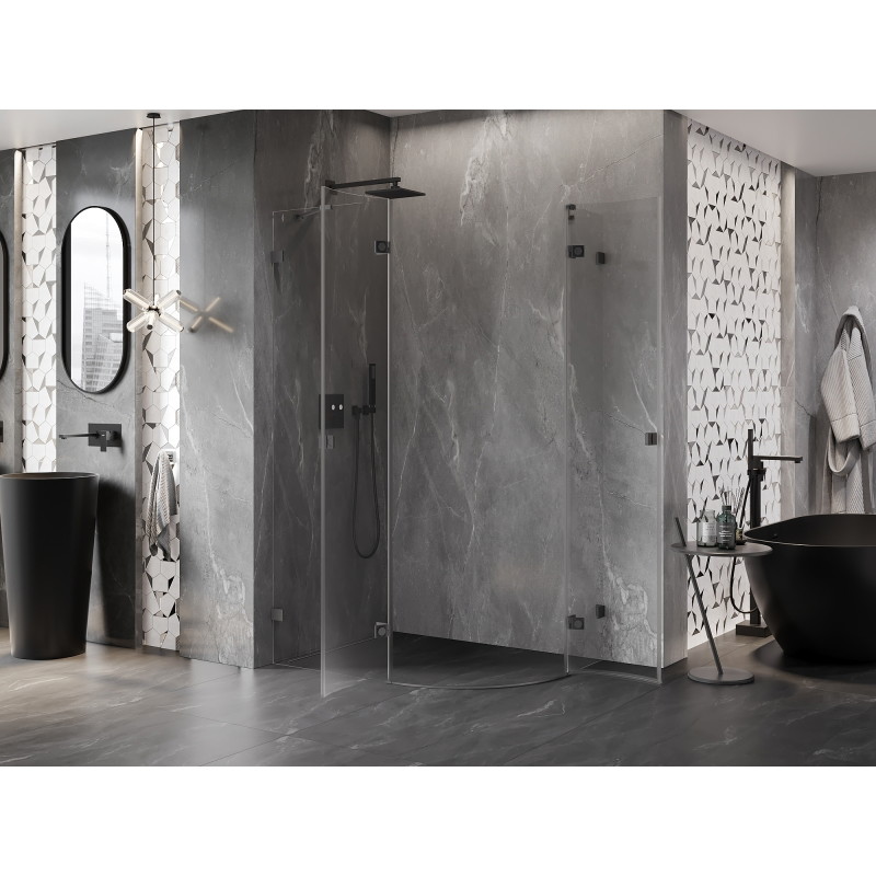 Mexen Lunar kabina prysznicowa półokrągła uchylna lewa 80 x 70 cm, transparent, gun metal - 833-080L-070P-95-00
