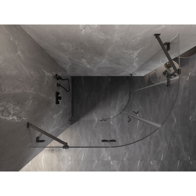 Mexen Lunar cabina de ducha semicircular abatible izquierda 80 x 70 cm, transparente, metal de arma - 833-080L-070P-95-00