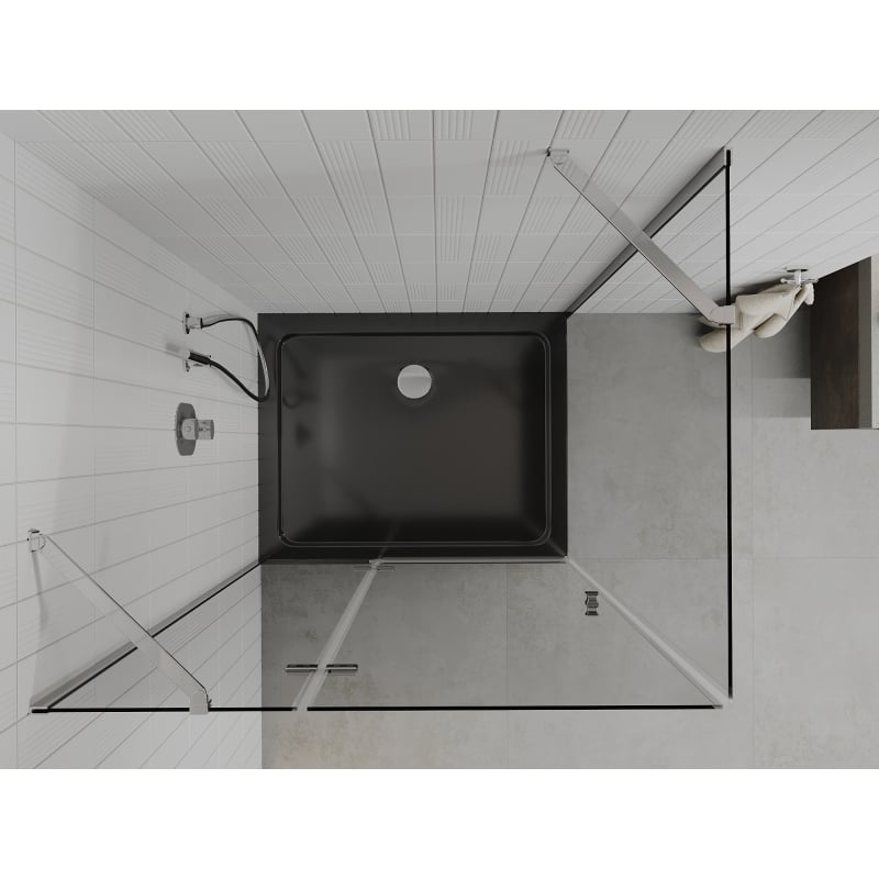 Mexen Roma preklopna tuš kabina 120 x 90 cm, prozirna, krom + Flat tuš kada, crna - 854-120-090-01-00-4070