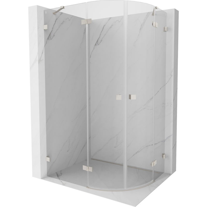Mexen Lunar Halbkreis-Duschkabine, schwenkbar links 90 x 70 cm, transparent, gebürsteter Nickel - 833-090L-070P-97-00