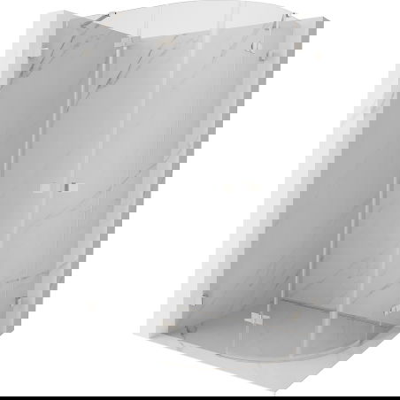 Mexen Lunar cabina doccia semicircolare battente sinistra 90 x 80 cm, trasparente, nichel spazzolato - 833-090L-080P-97-00