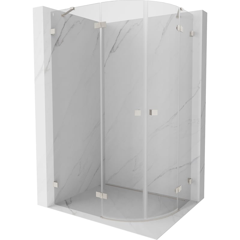 Mexen Lunar cabine de douche semi-circulaire pivotante gauche 100 x 90 cm, transparent, nickel brossé - 833-100L-090P-97-00