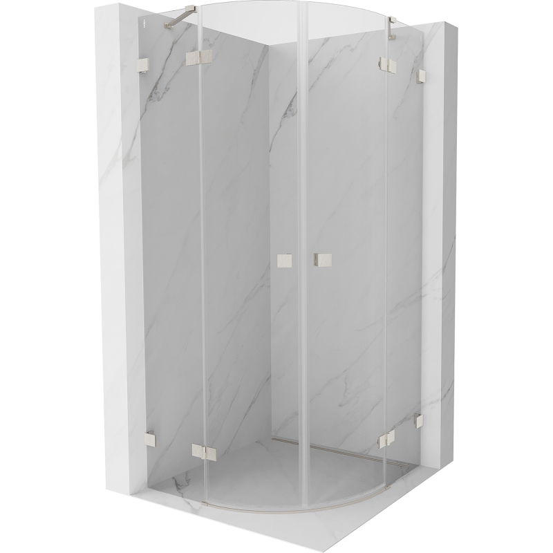 Mexen Lunar halbrunde Duschkabine, Drehflügeltür 100 x 100 cm, transparent, gebürsteter Nickel - 833-100L-100P-97-00