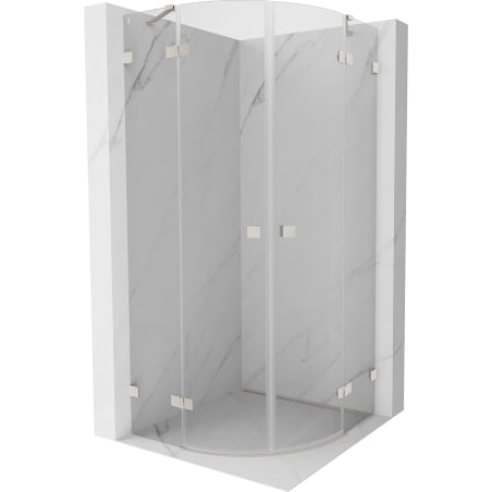 Mexen Lunar cabine de douche semi-circulaire pivotante 100 x 100 cm, transparent, nickel brossé - 833-100L-100P-97-00