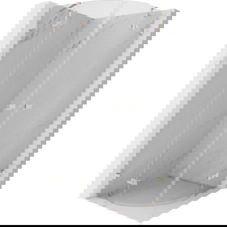 Mexen Lunar halbrunde Duschkabine, Drehflügeltür 100 x 100 cm, transparent, gebürsteter Nickel - 833-100L-100P-97-00