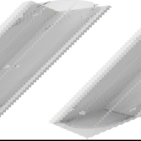 Mexen Lunar polkrožna pršna kabina s krilnimi vrati 100 x 100 cm, prozorna, brušen nikelj - 833-100L-100P-97-00