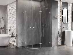 Mexen Lunar halfronde douchecabine draaiend rechts 90 x 80 cm, transparant, chroom - 833-090P-080L-01-00