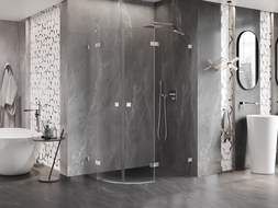 Mexen Lunar Duschkabine halbkreisförmig schwenkbar rechts 100 x 90 cm, transparent, Chrom - 833-100P-090L-01-00