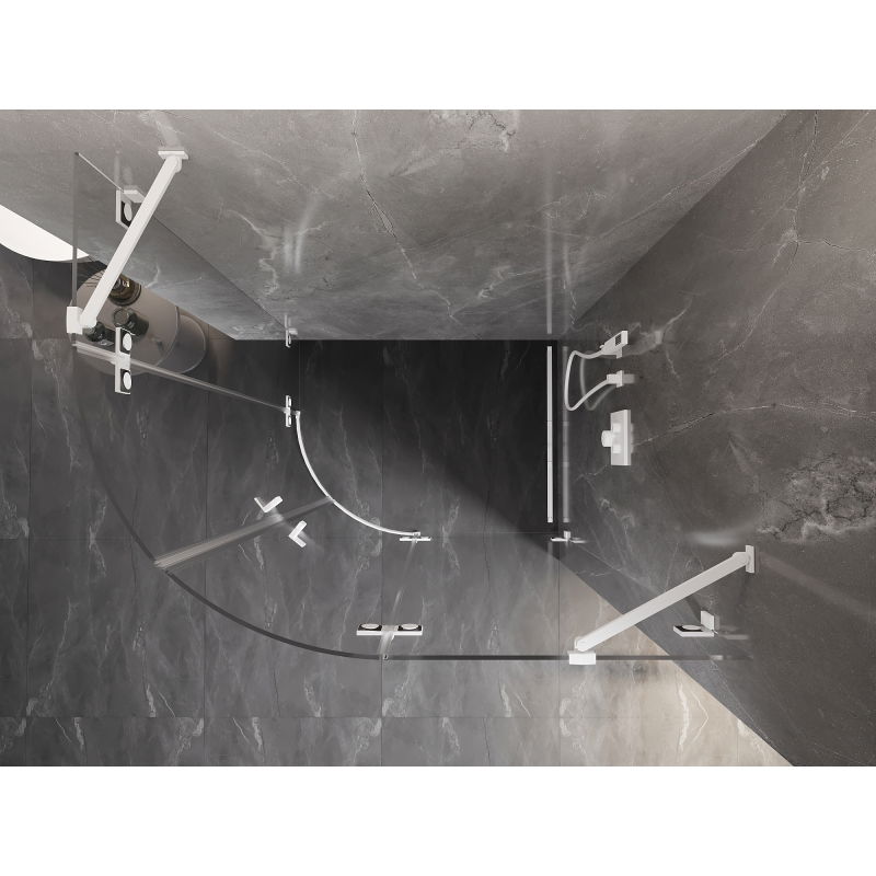 Mexen Lunar semi-circular shower enclosure, right-hinged 100 x 70 cm, transparent, white - 833-100P-070L-20-00