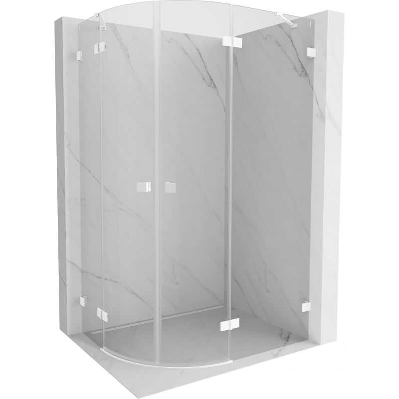 Mexen Lunar Halbkreis-Duschkabine mit rechter Tür 90 x 80 cm, transparent, weiß - 833-090P-080L-20-00