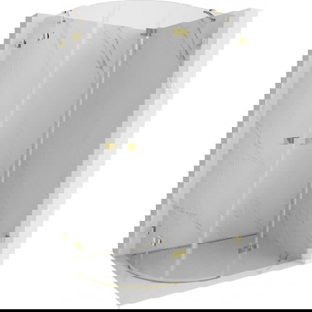 Mexen Lunar polkrožna drsna tuš kabina desna 80 x 70 cm, prozorna, zlata - 833-080P-070L-50-00