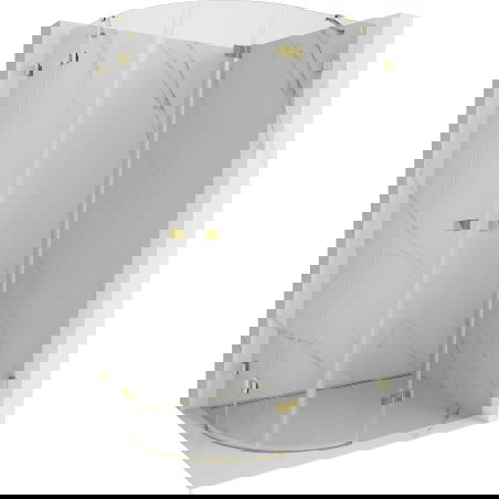 Mexen Lunar Duschkabine halbrund schwenkbar rechts 90 x 80 cm, transparent, Gold - 833-090P-080L-50-00