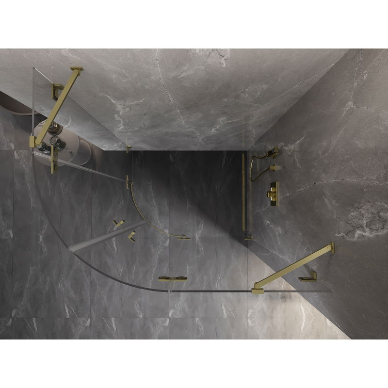 Mexen Lunar halbronn Duschkabine nach riets opklappbar 80 x 70 cm, transparent, gebast Gold - 833-080P-070L-55-00