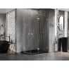 Mexen Lunar cabine de douche semi-circulaire pivotante droite 100 x 90 cm, transparente, or brossé - 833-100P-090L-55-00