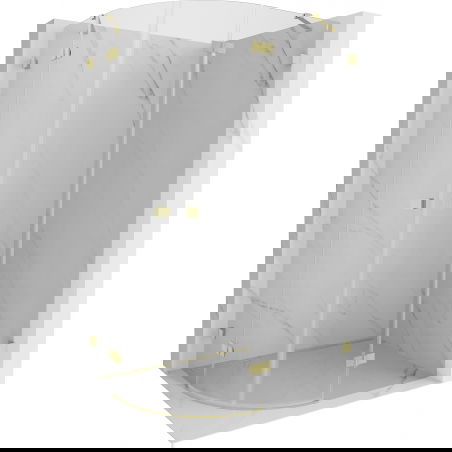 Mexen Lunar Halbkreis-Duschkabine rechts schwenkbar 100 x 90 cm, transparent, gebürstetes Gold - 833-100P-090L-55-00