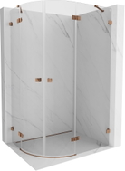 Mexen Lunar poolringikujuline parempoolne hingedega dušinurk 80 x 70 cm, läbipaistev, roosa kuld - 833-080P-070L-60-00