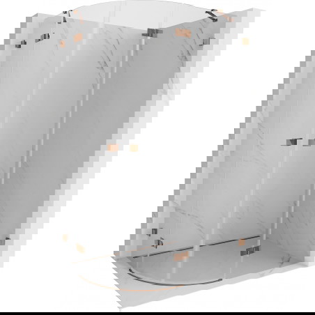 Mexen Lunar polkrožna tuš kabina s krilnimi vrati desna 100 x 70 cm, prozorna, rožnato zlato - 833-100P-070L-60-00