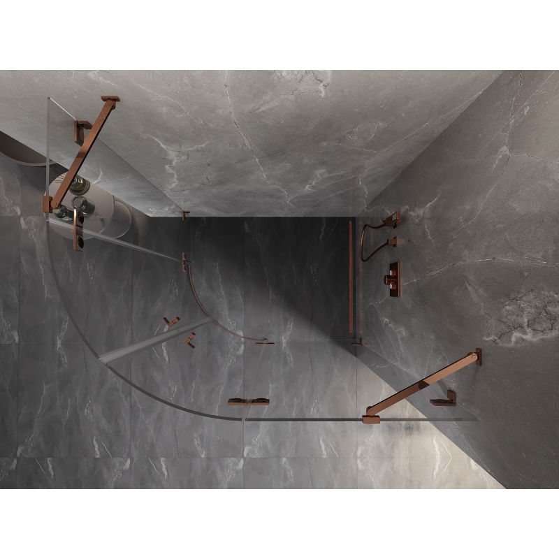 Mexen Lunar douchecabine halfrond draaiend rechts 100 x 80 cm, transparant, roségoud - 833-100P-080L-60-00