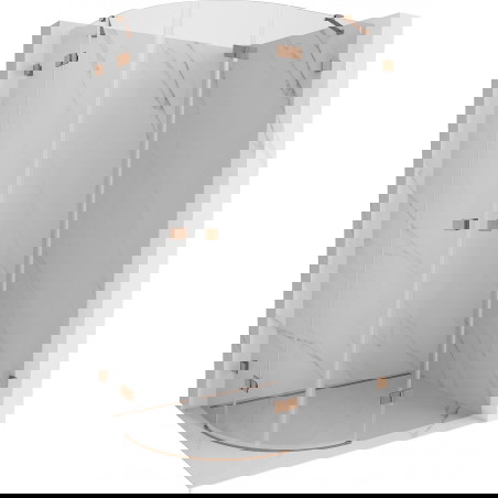 Mexen Lunar polkrožna pršna kabina z desnimi vrati 90 x 70 cm, prozorna, brušena medenina - 833-090P-070L-65-00