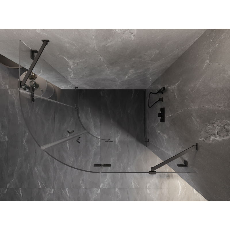 Mexen Lunar Duschkabine halbrund schwenkbar rechts 80 x 70 cm, transparent, gebürstet Gun Gray - 833-080P-070L-66-00