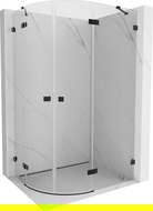 Mexen Lunar cabine de douche semi-circulaire pivotante droite 100 x 90 cm, transparente, noire - 833-100P-090L-70-00