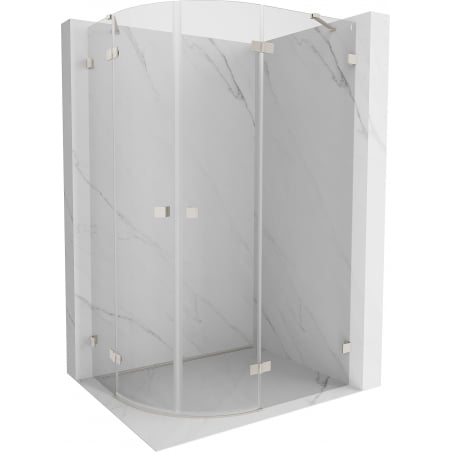 Mexen Lunar cabine de douche semi-circulaire pivotante droite 80 x 70 cm, transparent, nickel brossé - 833-080P-070L-97-00