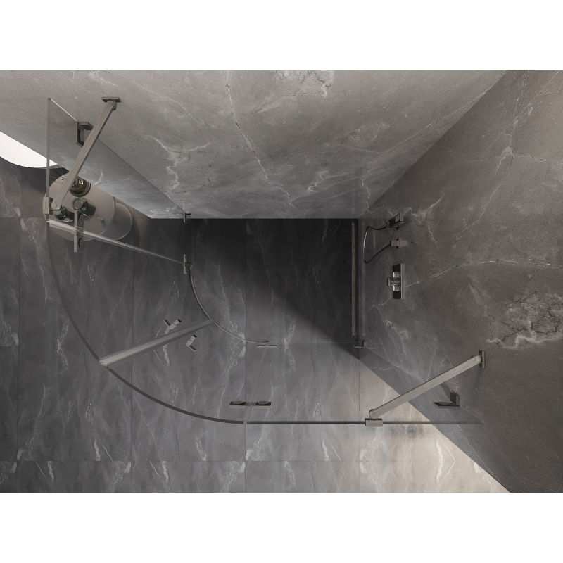 Mexen Lunar cabina doccia semicircolare a battente destra 90 x 70 cm, trasparente, nichel spazzolato - 833-090P-070L-97-00