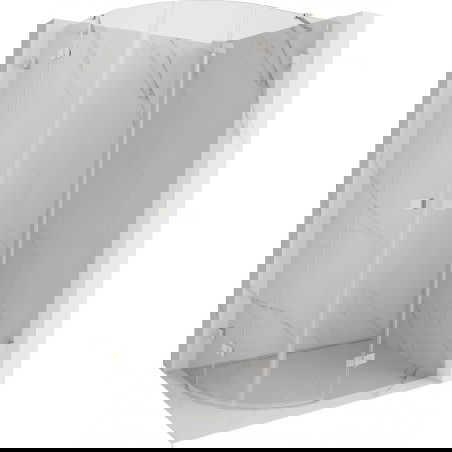 Mexen Lunar polkrožna tuš kabina z desnimi nihajnimi vrati 90 x 80 cm, prozorna, brušen nikelj - 833-090P-080L-97-00