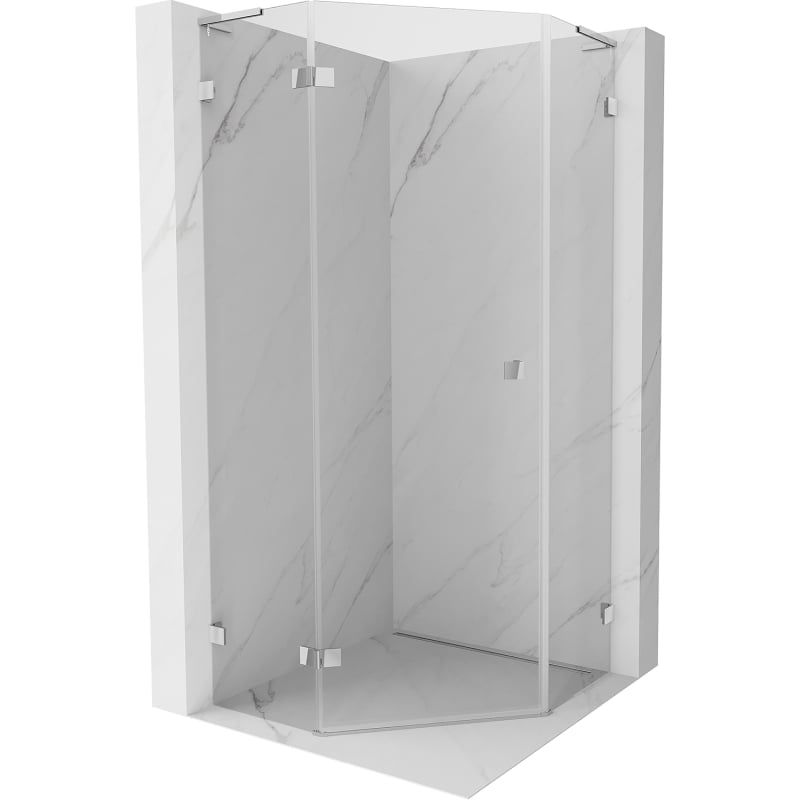 Mexen Lunar L Fünfeckdusche links öffnend 80 x 80 cm, transparent, Chrom - 831L-080L-080P-01-00-L