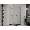 Mexen Roma hinged shower cabin 80 x 100 cm, transparent, gold + Flat tray, black - 854-080-100-50-00-4070G