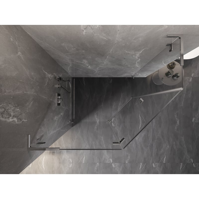 Mexen Lunar L pentagonal shower enclosure hinged left 100 x 80 cm, transparent, chrome - 831L-100L-080P-01-00-L