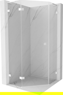 Mexen Lunar L cabine de douche pentagonale battante gauche 80 x 80 cm, transparent, blanc - 831L-080L-080P-20-00-L