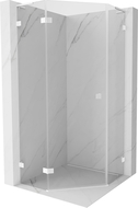 Mexen Lunar L kotna tuš kabina na tečajih leva 80 x 80 cm, prozorna, bela - 831L-080L-080P-20-00-L