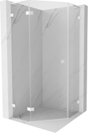 Mexen Lunar L petokutna tuš kabina s lijevim vratima 80 x 80 cm, prozirna, bijela - 831L-080L-080P-20-00-L