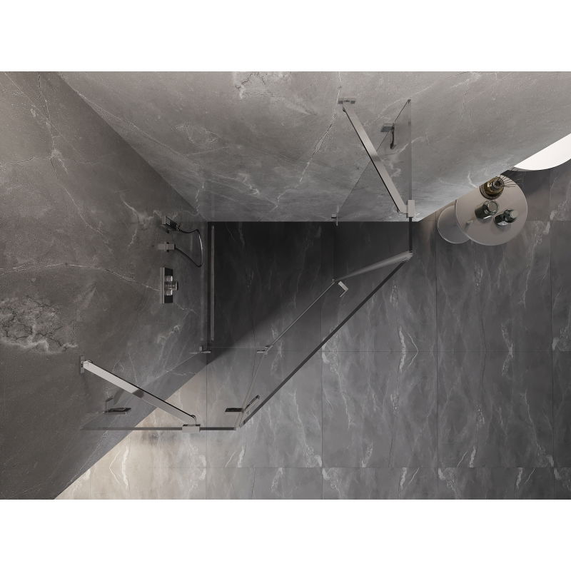 Mexen Lunar fünfeckige Duschkabine, schwenkbar, links 80 x 80 cm, transparent, Chrom - 831-080L-080P-01-00-L