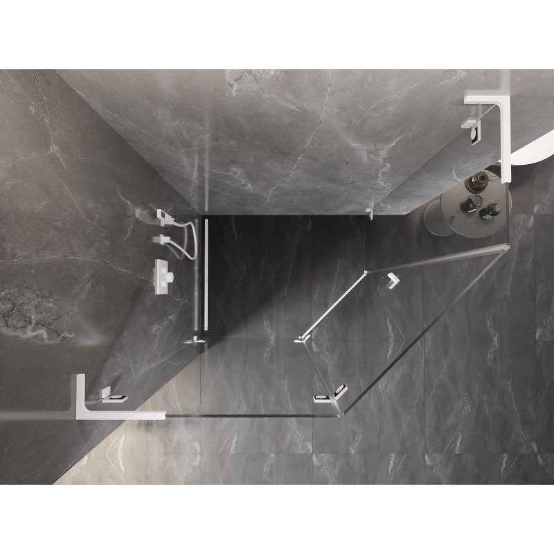 Mexen Lunar L petkotna tuš kabina z levim stranskim odpiranjem 90 x 80 cm, prozorno, bela - 831L-090L-080P-20-00-L