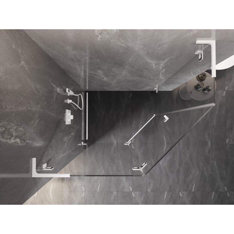 Mexen Lunar L Pentagonal Left Hinged Shower Cabin 100 x 80 cm, Transparent, White - 831L-100L-080P-20-00-L