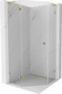 Mexen Lunar L cabine de douche pentagonale pivotante gauche 80 x 80 cm, transparent, or - 831L-080L-080P-50-00-L
