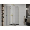 Mexen Roma hinged shower cabin 80 x 80 cm, transparent, gold + Flat shower tray, black - 854-080-080-50-00-4070G