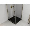 Mexen Roma cabine de douche pivotante 80 x 80 cm, transparente, or + receveur Flat, noir - 854-080-080-50-00-4070G