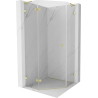 Mexen Lunar L vijfhoekige douchewand met openslaande linker deur 80 x 80 cm, transparant, geborsteld goud