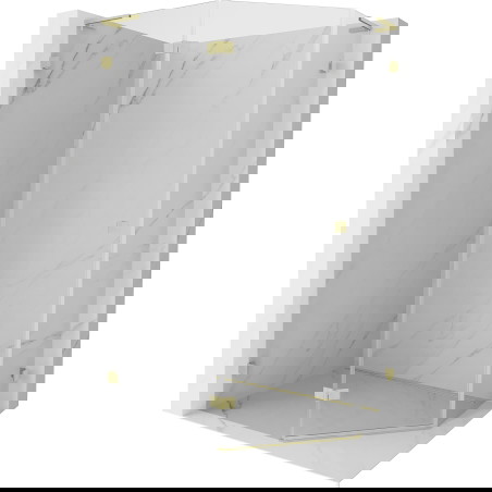 Mexen Lunar L šesterokotna prha leva 90 x 80 cm, prozorna, brušeno zlata - 831L-090L-080P-55-00-L