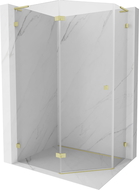 Mexen Lunar L cabine de douche pentagonale pivotante gauche 90 x 80 cm, transparent, or brossé - 831L-090L-080P-55-00-L