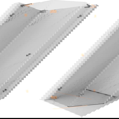 Mexen Lunar L femkantig duschkabin med gångjärn vänster 100 x 80 cm, transparent, roséguld - 831L-100L-080P-60-00-L