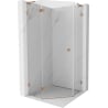 Mexen Lunar L vijfhoekige douchecabine links scharnierend 90 x 90 cm, transparant, geborsteld koper - 831L-090L-090P-65-00-L