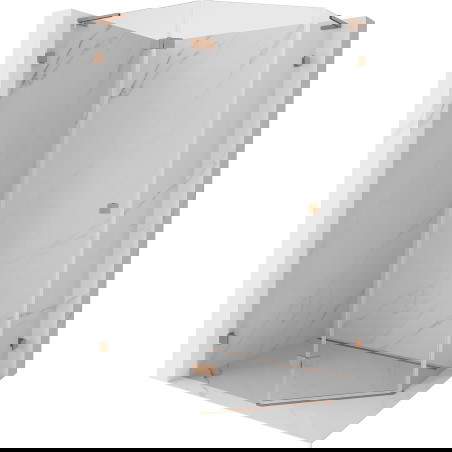 Mexen Lunar L Pentagonalna prha leva 100 x 80 cm, prosojna, brušena baker - 831L-100L-080P-65-00-L